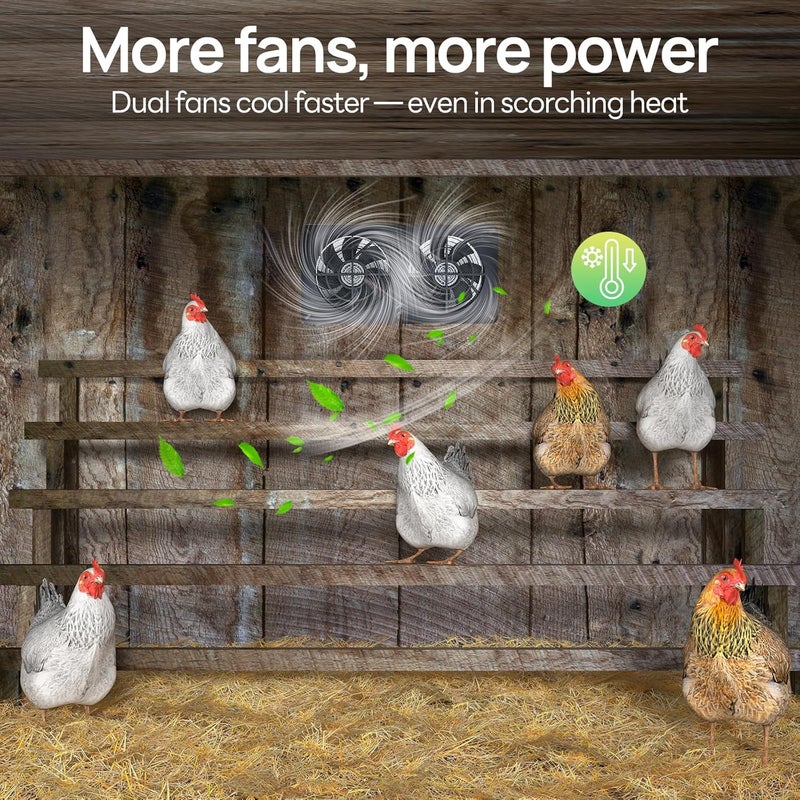 DC HOUSE 20W Solar Fan Powered Exhaust Fan for Chicken Coops, Greenhouses, Sheds, Pet Houses, and Windows - Waterproof and Plug Play Easy Connector Max Applicable Space 880ft3 (25 m3) - Image 3